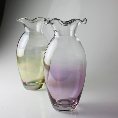 荷叶淡彩透明玻璃花瓶