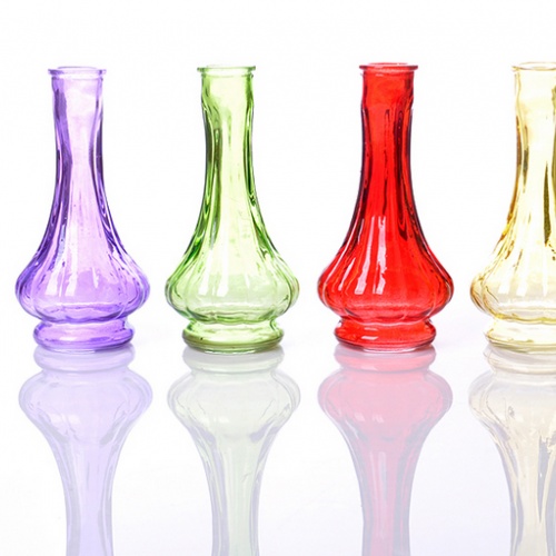 四色彩色透明玻璃小花瓶