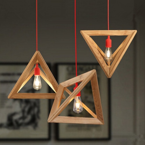 loft北欧设计师灯具创意个性吧台餐厅阳台过道走廊三角形实木吊灯