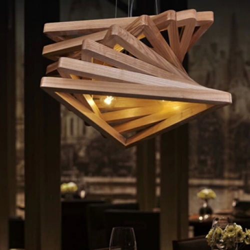 阶梯实木吊灯 原木复古吊灯创意餐厅客厅书房卧室中式灯具个性灯
