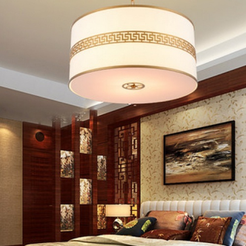 新中式仿古圆形新中式卧室灯古典酒店复古温馨房间卧室吸顶灯