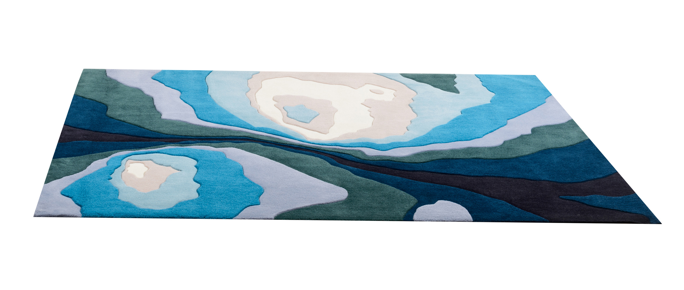 EASYMAT北欧风格羊毛混纺蓝色地毯